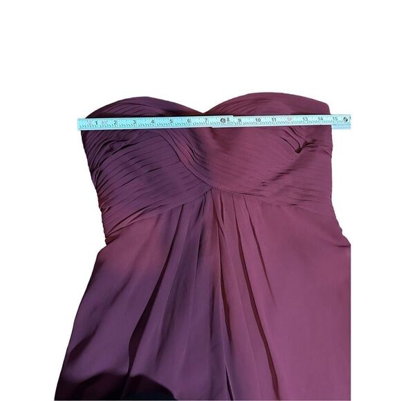 Bill Levkoff Womens Maroon Maxi length Chiffon Gorgeous Strapless Minimalist Bri - Picture 5 of 9